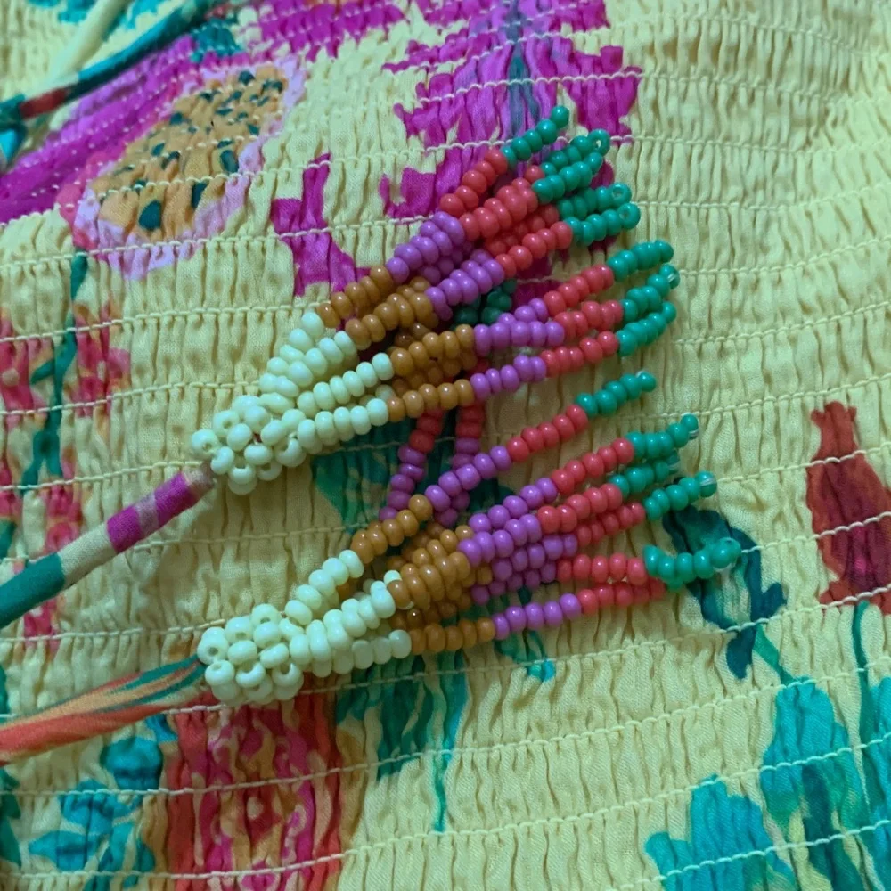 FARM Rio Strapless Yellow Floral Dress - Picture 9 of 9